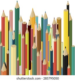 Set of colored pencils isolated on white background.