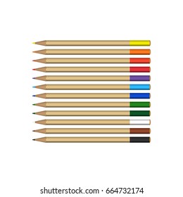 Set of colored pencils isolated on white background
