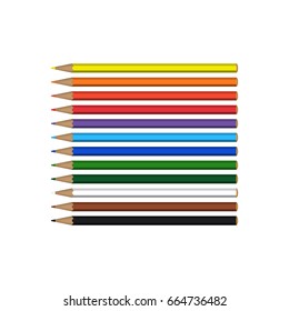 Set of colored pencils isolated on white background