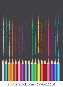 Set of Colored pencils on gray background.
