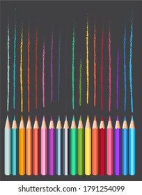 Set of Colored pencils on gray background.
