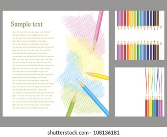 set of colored pencils on a white background