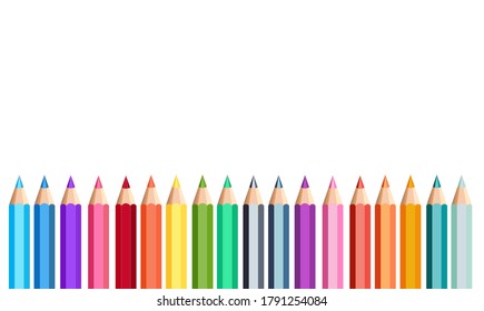 Set of Colored pencils on white background.
