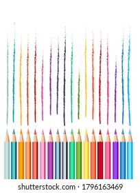 Set of Colored pencils on white background.
