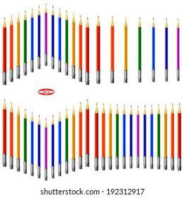 set of colored pencils on white background vector