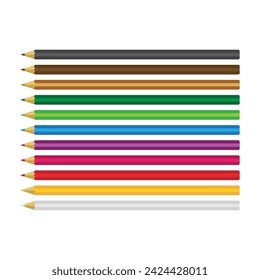 Set of colored pencils on white background