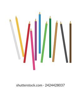Set of colored pencils on white background