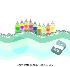 A set of colored pencils on a white background. Vector illustration.