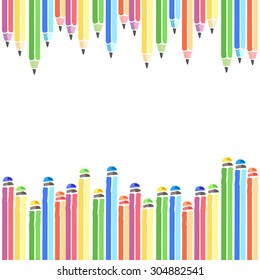 Set of colored pencils on a white background. Vector illustration