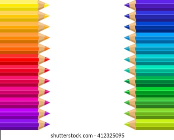 Set of colored pencils on a white background. Vector illustration