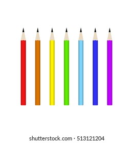 A set of colored pencils on a white background