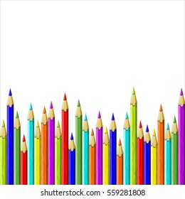 set of colored pencils on white background vector illustration