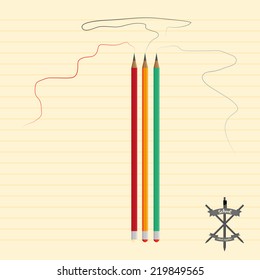 a set of colored pencils on a yellow paper