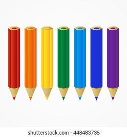 A set of colored pencils, rainbow colors