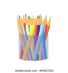 Set of colored pencils for school