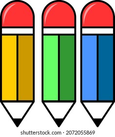 Set of colored pencils, school supplies