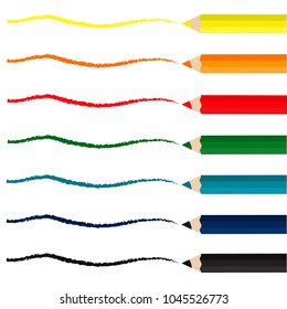 A set of colored pencils and strokes. Flat design, vector.