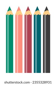 A set of colored pencils. Tool for drawing, study and creativity. School tools. Flat vector illustration isolated on white background