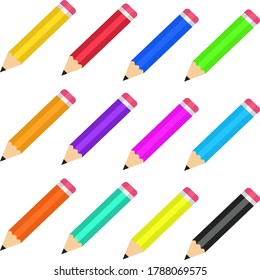 set of colored pencils vector