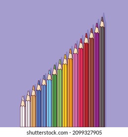 Set of Colored Pencils Vector Illustration. Object. Drawing Equipment. Flat Cartoon Style Suitable for Web Landing Page, Banner, Flyer, Sticker, Card, Background