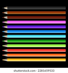 set of colored pencils vector illustration