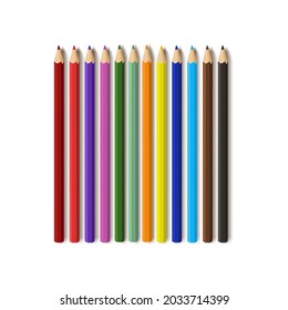 eine Reihe farbiger Bleistifte. Vektoreinzelne Illustration für einen Schulbanner, ein kreatives Studio, Zeichnungsunterricht.Ein Design-Element in einem realistischen Stil