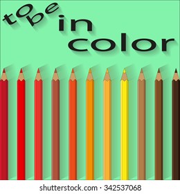 A set of colored pencils of warm shades