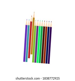 A set of colored pencils without packaging. Vector illustration, flat cartoon minimal design, isolated on white background, eps 10.