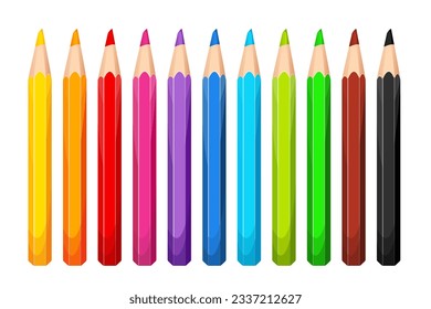 Paintbrushes Loosely Arranged Set Of Twelve Rainbow Colored Thin