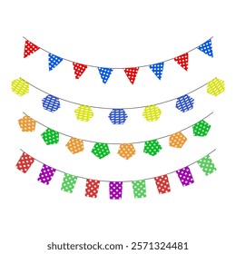 Set of colored pennants decoration for birthday decoration, pennant celebration and birthday christmas, festive decoration ornament