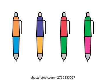 Conjunto de canetas coloridas para papel de carta