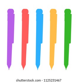 Set of colored pens. Vector illustration design