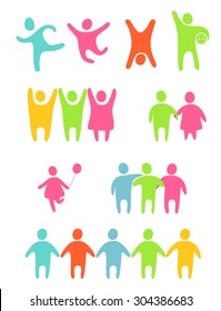 Set of colored people silhouettes