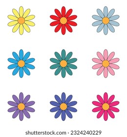 Set of colored petals flowers