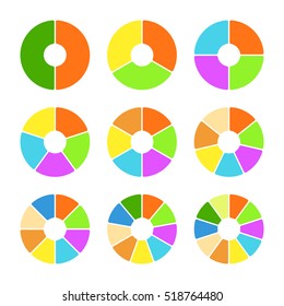 Set Colored Pie Charts Rounded Forms Stock Vector (royalty Free 