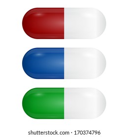 Set of colored pills