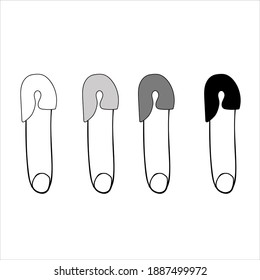 
Set of colored pins for decorating and tailoring and various accessories, accessory for fashion designers, vector image in doodle style, hand draw, isolate on a white background.
