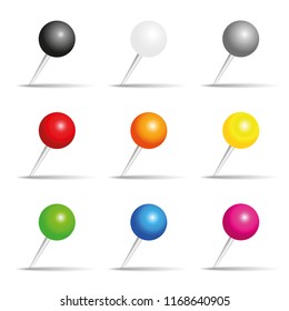 set of colored pins for office vector illustration EPS10