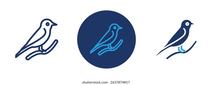Set of colored pixel perfect Bird icon with 1 unexpanded, 1 silhouette, Generic bird icon depicting avian wildlife and freedom in nature.