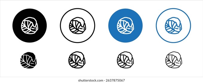 Set of colored pixel perfect Brussels sprouts Cabbage icon with 1 unexpanded, 1 silhouette, Icon of Brussels sprouts, representing healthy vegetables and plant-based food.