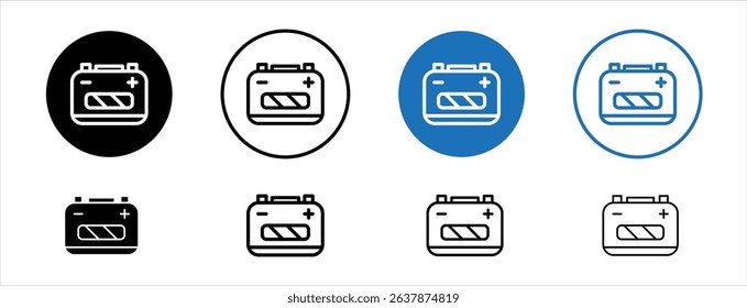 Set of colored pixel perfect Car battery icon with 1 unexpanded, 1 silhouette, Icon of a car battery representing automotive power and energy source.