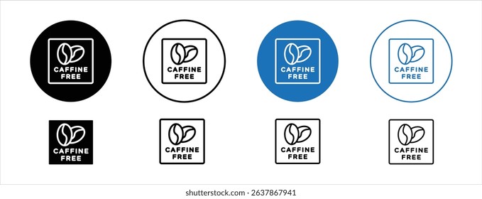 Set of colored pixel perfect coffeine free icon with 1 unexpanded, 1 silhouette, A crossed-out coffee cup symbol for caffeine-free labeling.