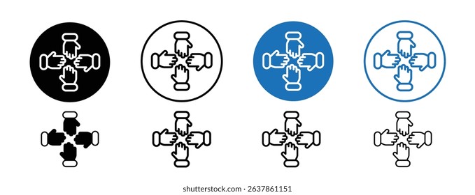 Set of colored pixel perfect Collaboration icon with 1 unexpanded, 1 silhouette, People or hands together to symbolize teamwork and collaboration.