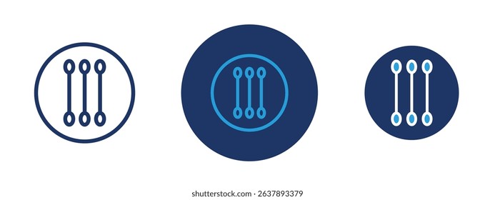 Set of colored pixel perfect Cotton buds icon with 1 unexpanded, 1 silhouette, Cotton buds icon representing personal hygiene or cleaning items.