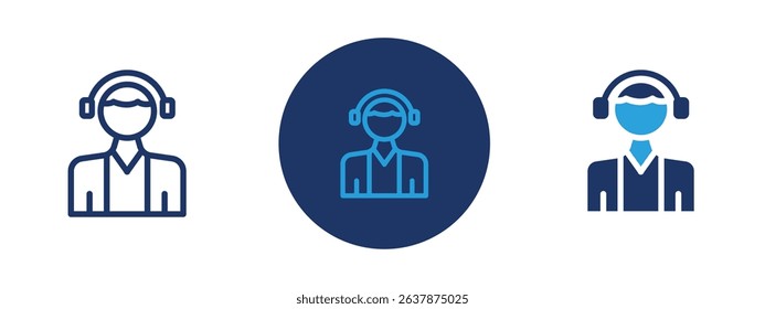 Set of colored pixel perfect customer support icon with 1 unexpanded, 1 silhouette, Customer support icon depicting assistance services, help desk, and call center.