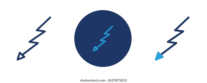 Set of colored pixel perfect Down arrow icon with 1 unexpanded, 1 silhouette, Down arrow icon symbolizing direction, navigation, or downloading action.