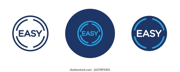 Set of colored pixel perfect Easy icon with 1 unexpanded, 1 silhouette, Easy icon symbolizing simplicity, accessibility, or ease of use.