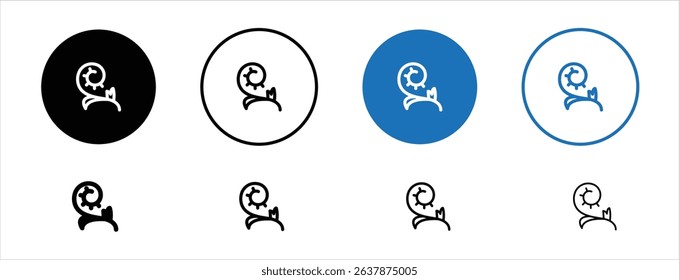 Set of colored pixel perfect fiddleheads icon with 1 unexpanded, 1 silhouette, Icon of fiddlehead ferns representing wild edible greens and nature.