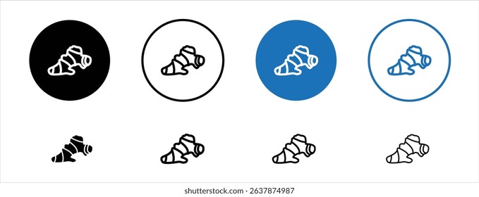Set of colored pixel perfect ginger icon with 1 unexpanded, 1 silhouette, Ginger icon depicting the aromatic root used in cooking and medicine.