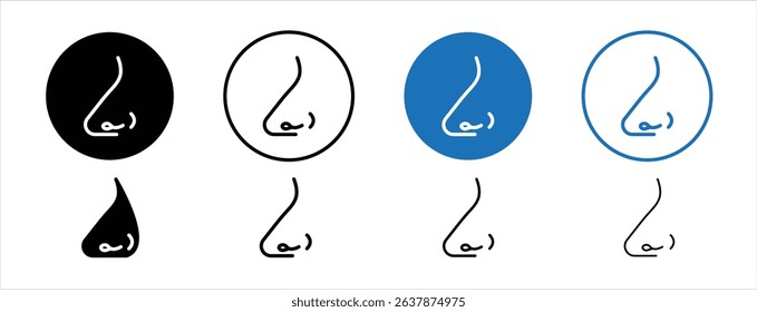 Set of colored pixel perfect Human nose icon with 1 unexpanded, 1 silhouette, Human nose icon depicting the sense of smell and respiratory anatomy.